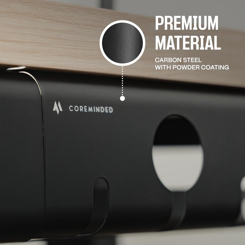 COREMINDED No-Drill Under Desk Cable Management Tray - 2-Pack Wire & Cord Organizer - Standing Desk Cable Management - Power Strip Holder - M - Image 4